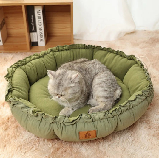 Lit rond confortable pour chats et chiens - 100% coton respirant